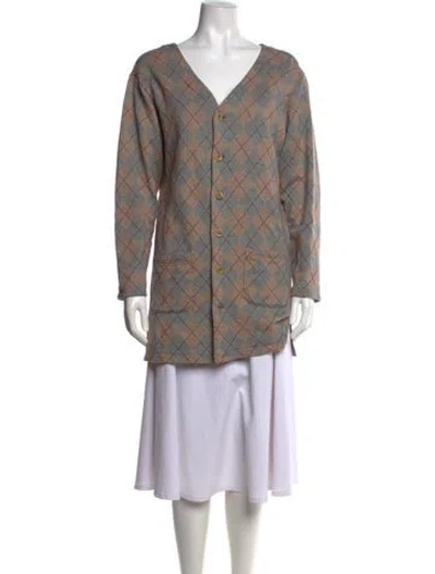 Pre-owned Kapital Printed V-neck Sweater In Neutral