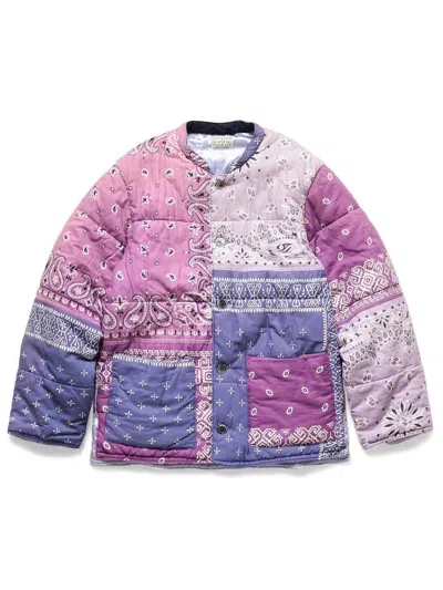 Pre-owned Kapital Quilted Samu Blouson - Purple Bandana Patchwork In Multicolor