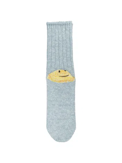 Kapital Rainbow Happy Heel Intarsia-knit Socks In Blue