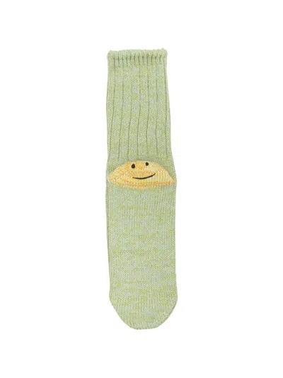 Kapital Rainbow Happy Heel Intarsia-knit Socks In Green