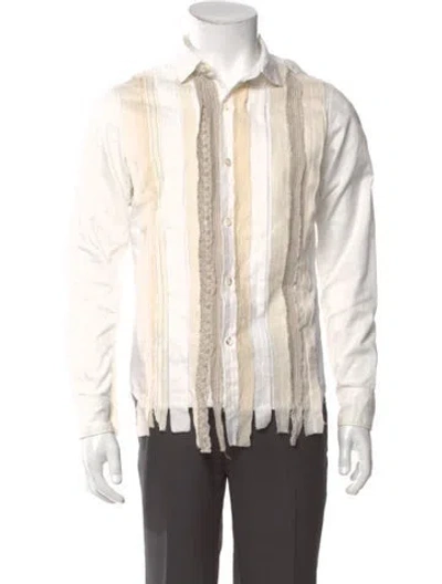 Pre-owned Kapital Reconstructed Patchwork Striped Dress Shirt In Neutral