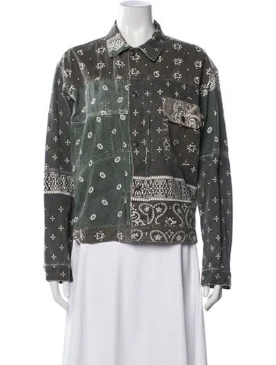 Pre-owned Kapital Reversible Paisley Print Jacket In Blue