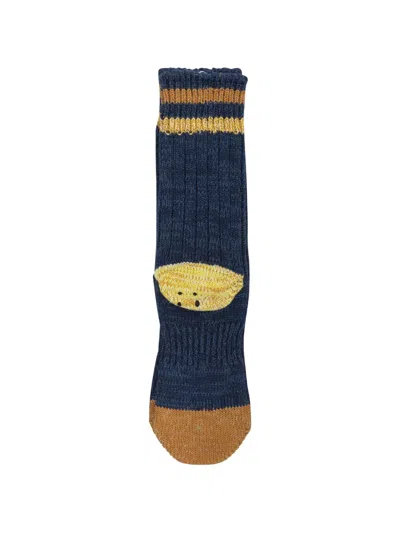Kapital Ribbed Graphic Socks In Blue