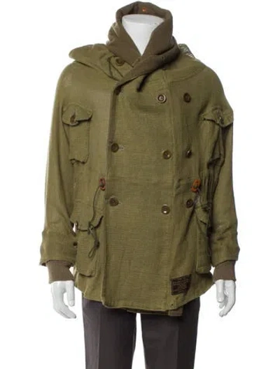 Pre-owned Kapital Ring Linen Parka In Green