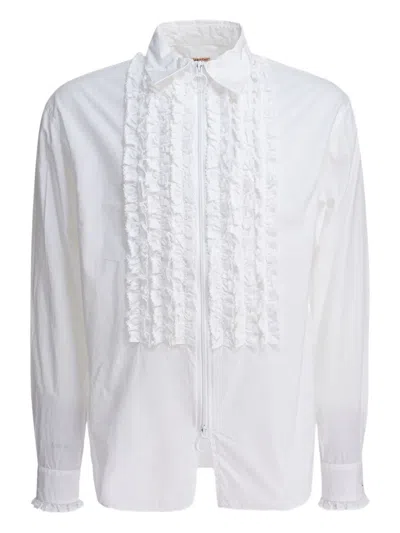 Kapital Ruffled Zip-front Shirt In White