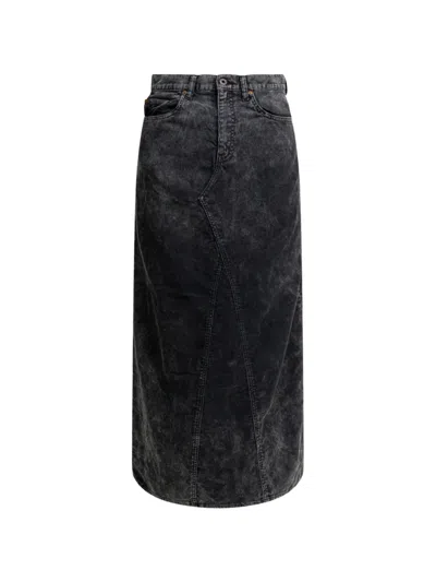 Kapital Seam Detail Midi Skirt In Black