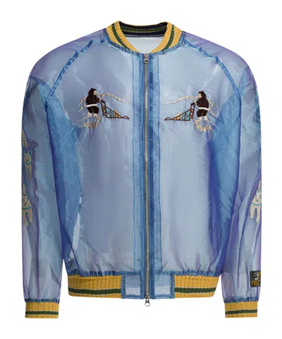Kapital Sheer Pearl Mosquito Guard Bomber Jacket In Blue