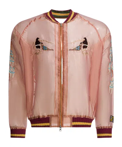 Kapital Sheer Pearl Mosquito Guard Bomber Jacket In Pink