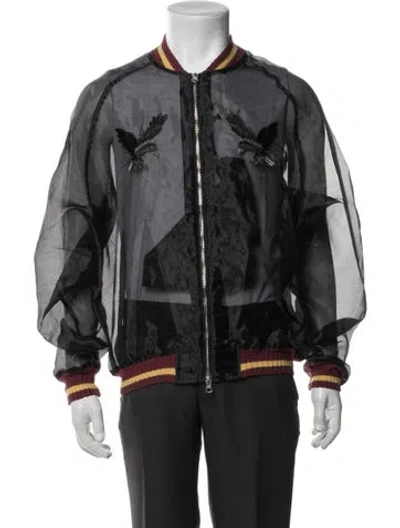 Pre-owned Kapital Sheer Pearl Mosquito Guard Bomber Jacket W/ Tags In Black
