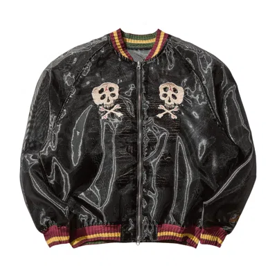 Pre-owned Kapital Sheer Pearl Souvenir Jacket (rain Skull) 'black' | Men's Size 4