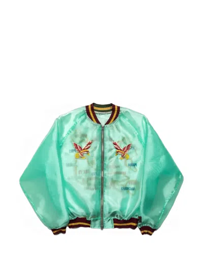Kapital Sheer Pearl Souvenir Souvenir Bomber Jacket In Green