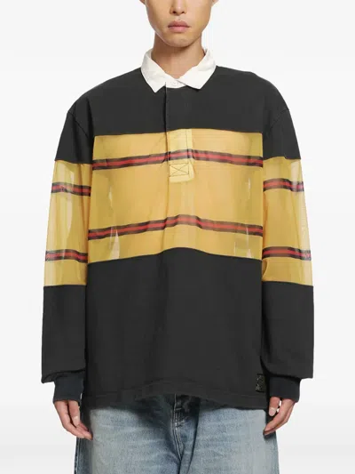 Kapital Sheer-panelled Striped Rugby Polo Shirt In Multi