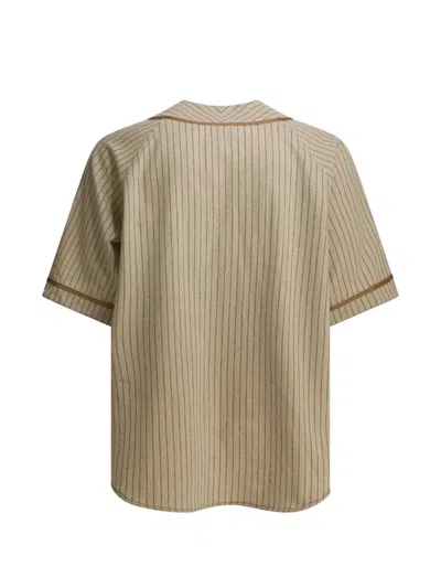 Kapital Short-sleeve Pinstripe Shirt In Brown