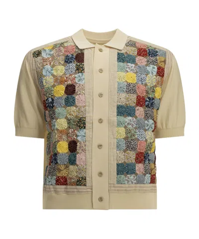 Kapital Short-sleeved Knit Cardigan In Neutral