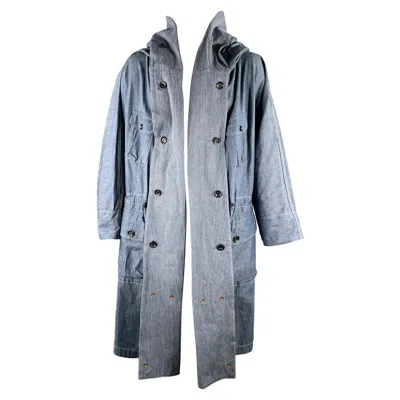 Pre-owned Kapital Size L Indigo Cotton Hooded Traggle Ring Coat In Blue