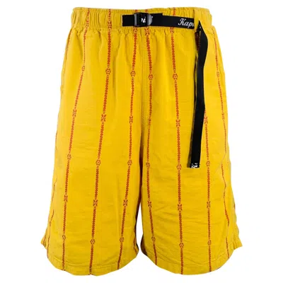 Pre-owned Kapital Size M Yellow Orange Stripe Cotton Linen Drawstring Shorts