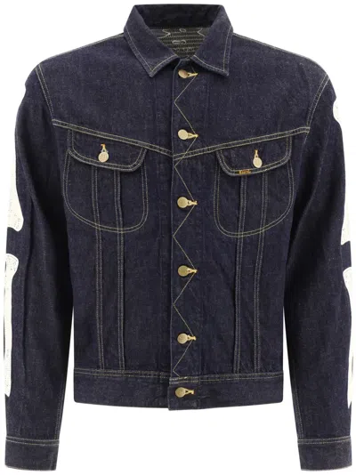 Kapital Skeleton Crochet-detail Denim Jacket In Blue