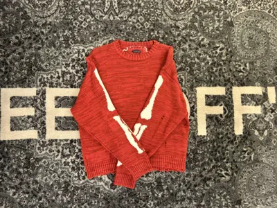 Pre-owned Kapital Skeleton Knit Crewneck Sweatshirt Red