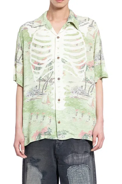 Kapital Skeleton Printed Short Sleeved Shirt In Multi