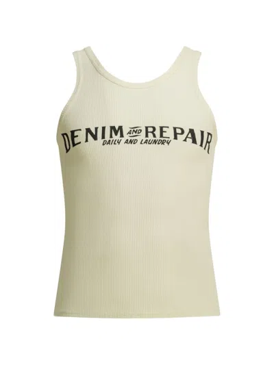 Kapital Slogan-print Ribbed Vest In Yellow