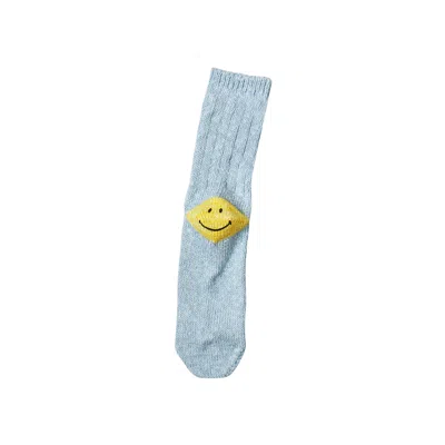 Pre-owned Kapital Smiley Socks 'saxophone' | Blue | Men's Size Onesize