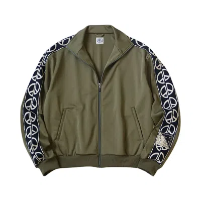 Pre-owned Kapital Smooth Jersey Th.d.d. Track Jacket (peace Signs) 'khaki' | Green | Men's Size 2