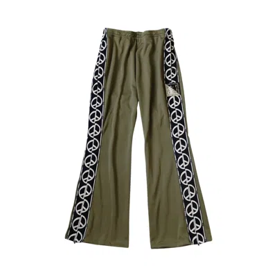 Pre-owned Kapital Smooth Jersey Th.d.d. Track Pants (peace Sign) 'khaki' | Green | Men's Size 4