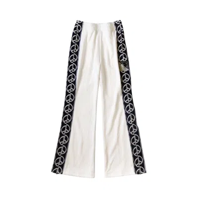 Pre-owned Kapital Smooth Jersey Th.d.d. Track Pants (peace Sign) 'white' | Men's Size 3