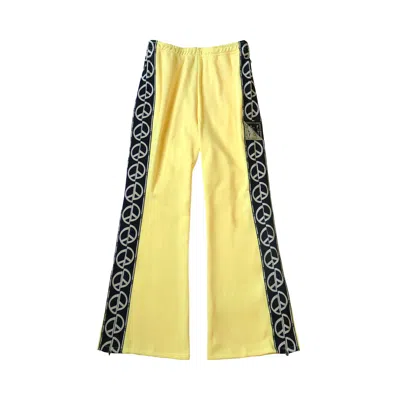 Pre-owned Kapital Smooth Jersey Th.d.d. Track Pants (peace Sign) 'yellow' | Men's Size 2