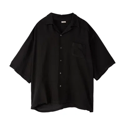 Pre-owned Kapital Soft Linen Open Collar Big Shirt 'black' | Men's Size 3