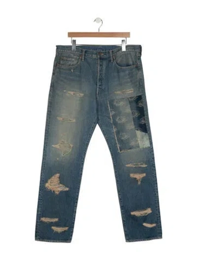 Pre-owned Kapital Speakeasy Straight-leg Jeans In Blue