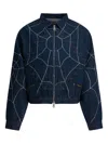 Kapital Spiderweb-embroidered Denim Jacket In Blue
