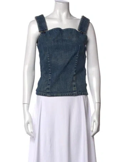 Pre-owned Kapital Square Neckline Sleeveless Top In Blue