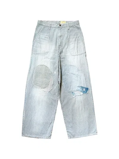 Kapital Stripe-pattern Baggy Trousers In Blue