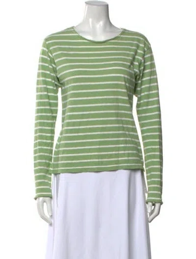 Pre-owned Kapital Striped Crew Neck Top In Green