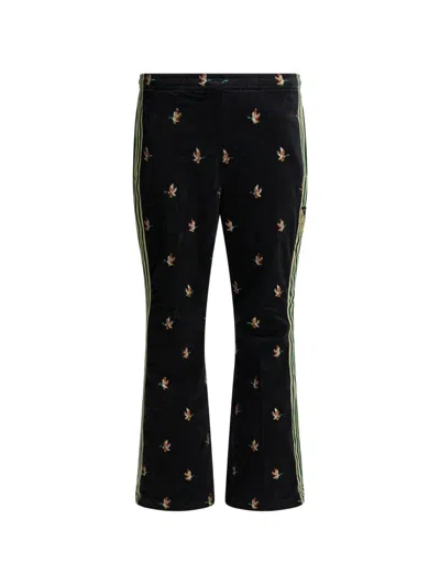 Kapital Striped Embroidered Trousers In Black