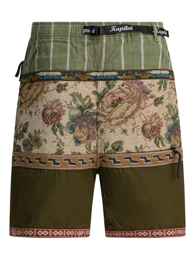 Kapital Striped-floral Shorts In Multi