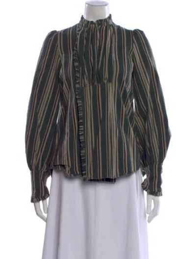 Pre-owned Kapital Striped Long Sleeve Blouse In Multi