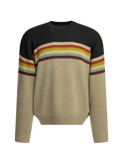Kapital Striped Peace-sign Sweater In Multi