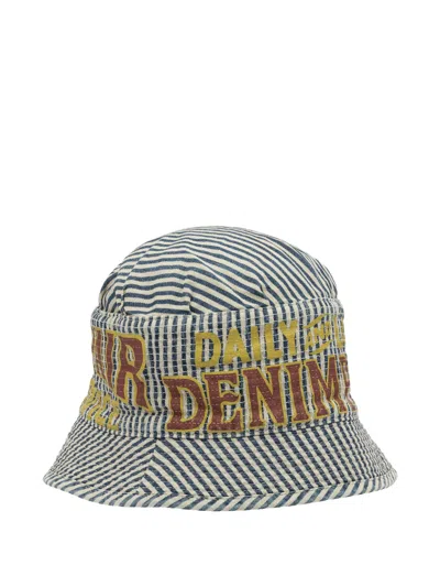 Kapital Striped Print Hat In Blue