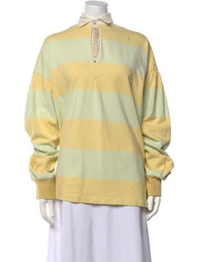 Pre-owned Kapital Striped Striped Polo Shirt W/ Tags In Yellow