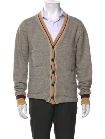 Pre-owned Kapital Striped V-neck Cardigan In Gray