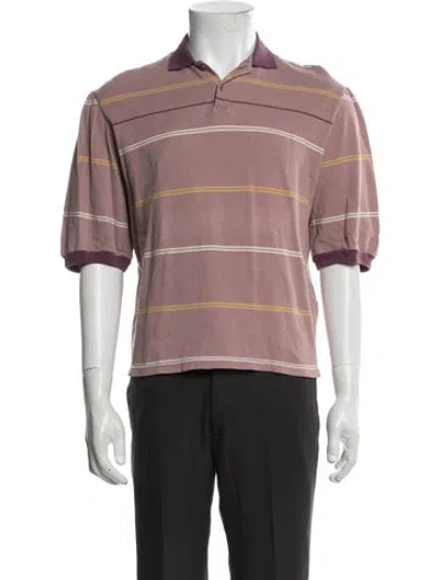 Pre-owned Kapital Striped V-neck Polo Shirt In Purple
