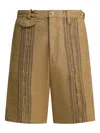 Kapital Studded Panel Shorts In Brown