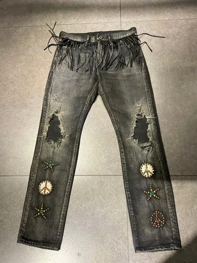 Pre-owned Kapital Studded Ripped Jeans In Black