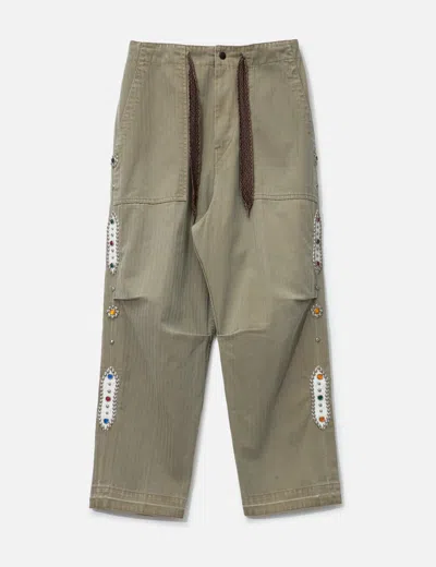 Kapital Sulfur Herringbone Easy Baker Pants In Gray