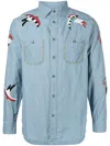 Kapital Swallow-embroidered Work Shirt In 蓝色