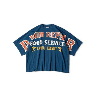 Pre-owned Kapital T-shirt Huge Tee (denim Repairpt) Navy 3(us Xl)