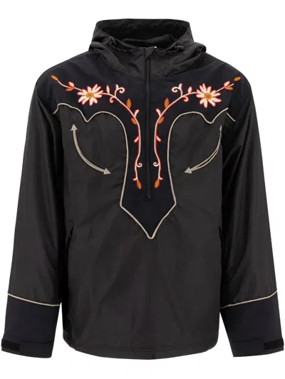 Kapital Tennessee Cone Flower Windbreaker In Black