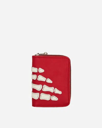Kapital Thumb-up Bone Hand Zip Mini Wallet In Red